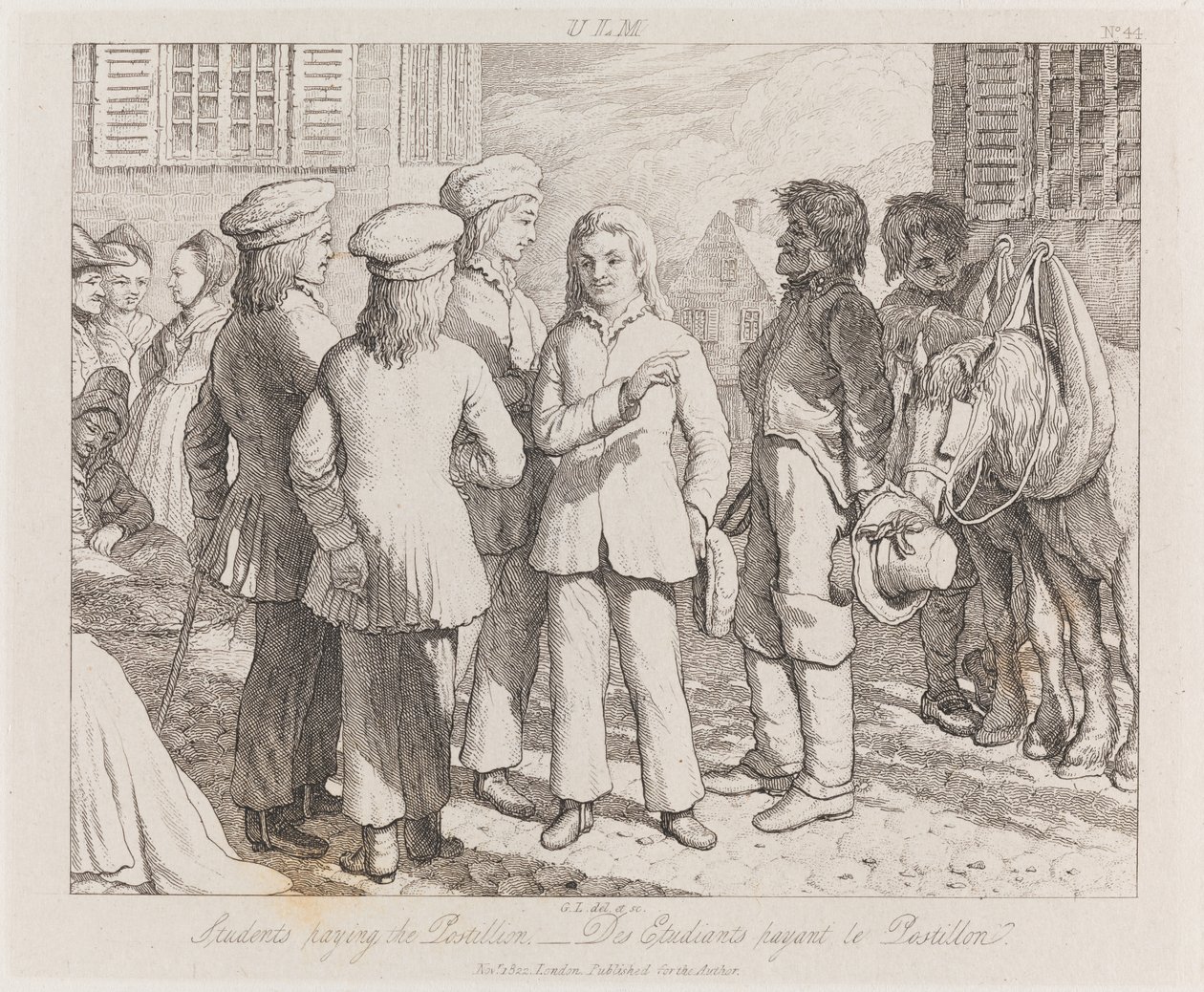 Öğrenciler, Ulm, c.1821 (gravür) by George Robert Lewis