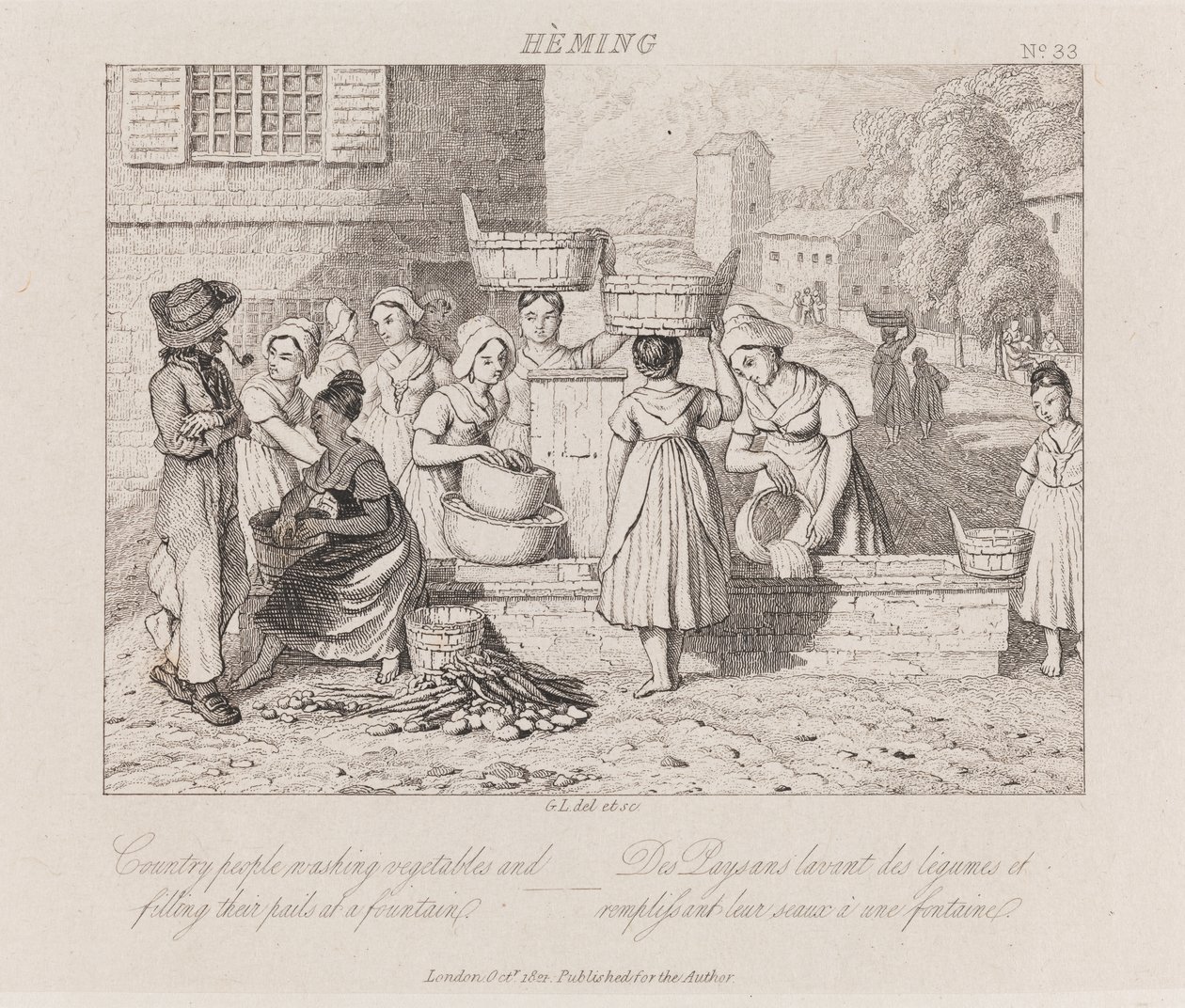 Sebze Yıkama, Heming, c.1821 (aşındırma) by George Robert Lewis
