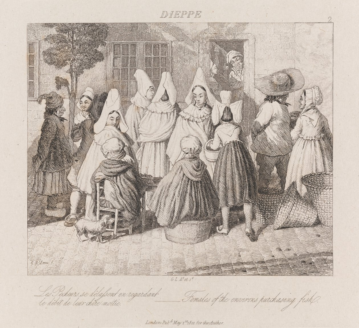Balık Satın Alan Kadınlar, Dieppe, c.1821 (gravür) by George Robert Lewis