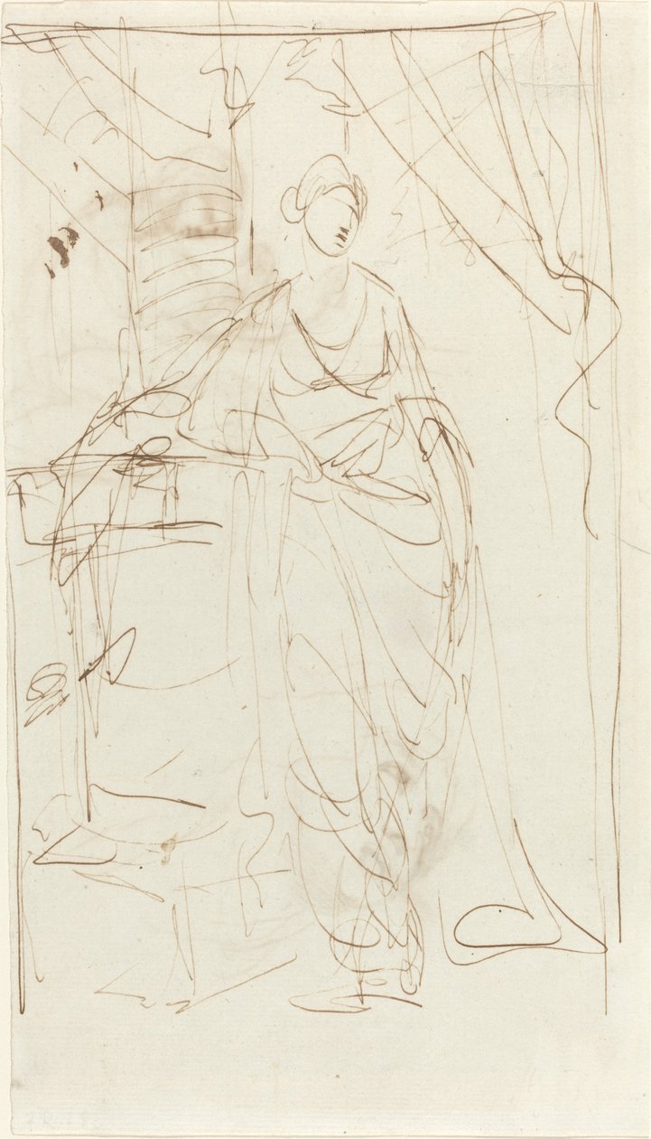 Klasik Elbiseli Zarif Bir Bayan [rekto] by George Romney