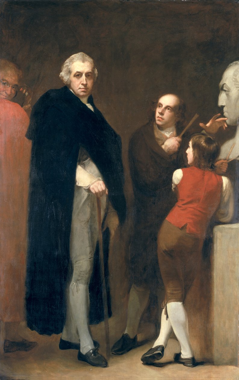 John Flaxman (1755-1826), William Hayley (1745-1820) büstünü modelliyor, c.1791-92 by George Romney
