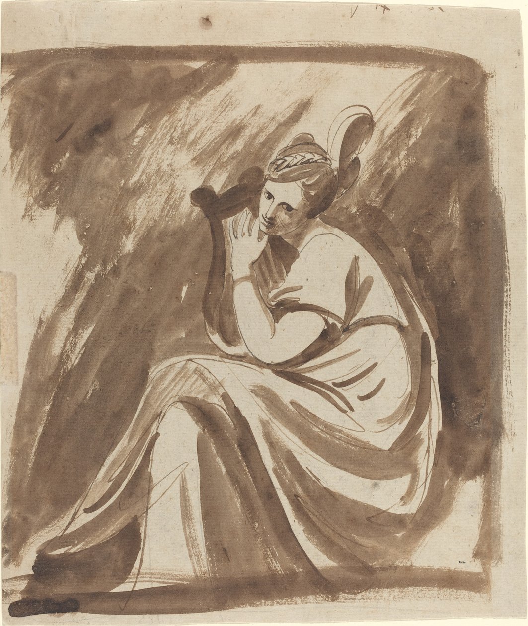Leydi Hamilton Lir Çalıyor by George Romney