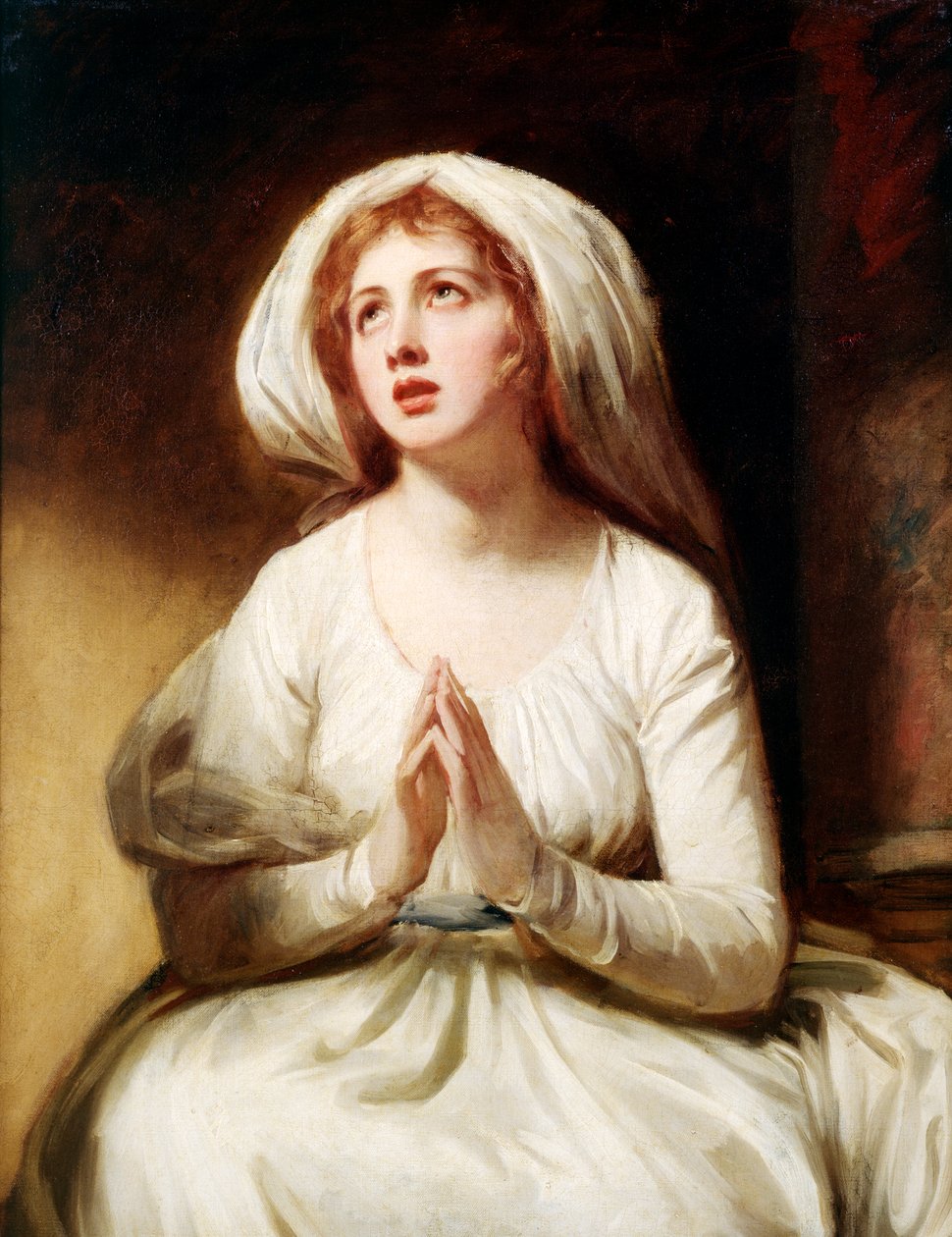 Lady Hamilton at Prayer, c.1782-86 (tuval üzerine yağlı boya) by George Romney