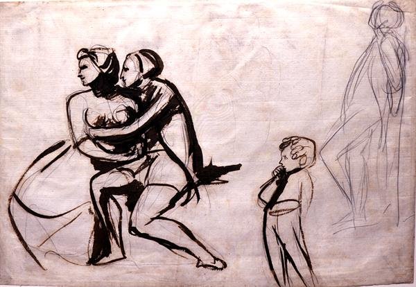 Bir Çocuk Tarafından Espied Lovers (kalem ve mürekkep yıkama) by George Romney