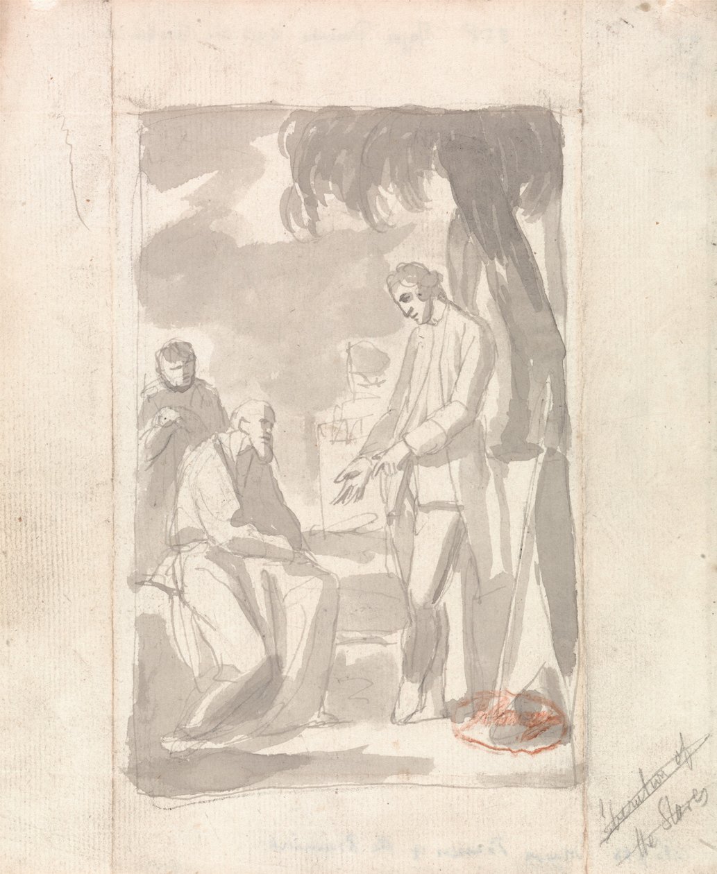 Binbaşı Pierson ve Brahman (sert kağıt üzerine gri yıkama) (bkz. 153905) by George Romney