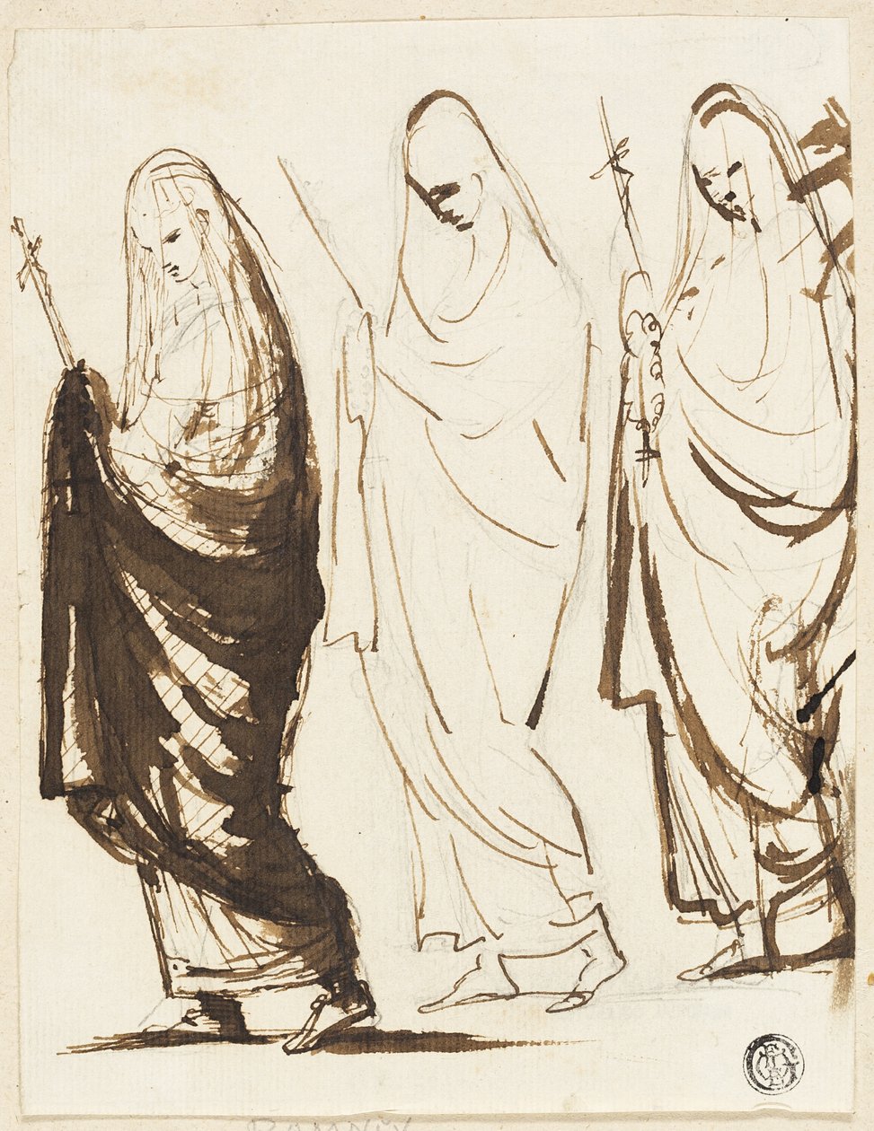 Haç veya Asa Tutan Üç Dökümlü Kadının Alayı by George Romney