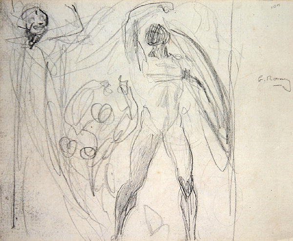 Şeytan, Günah ve Ölüm (kağıt üzerine kurşun kalem) by George Romney
