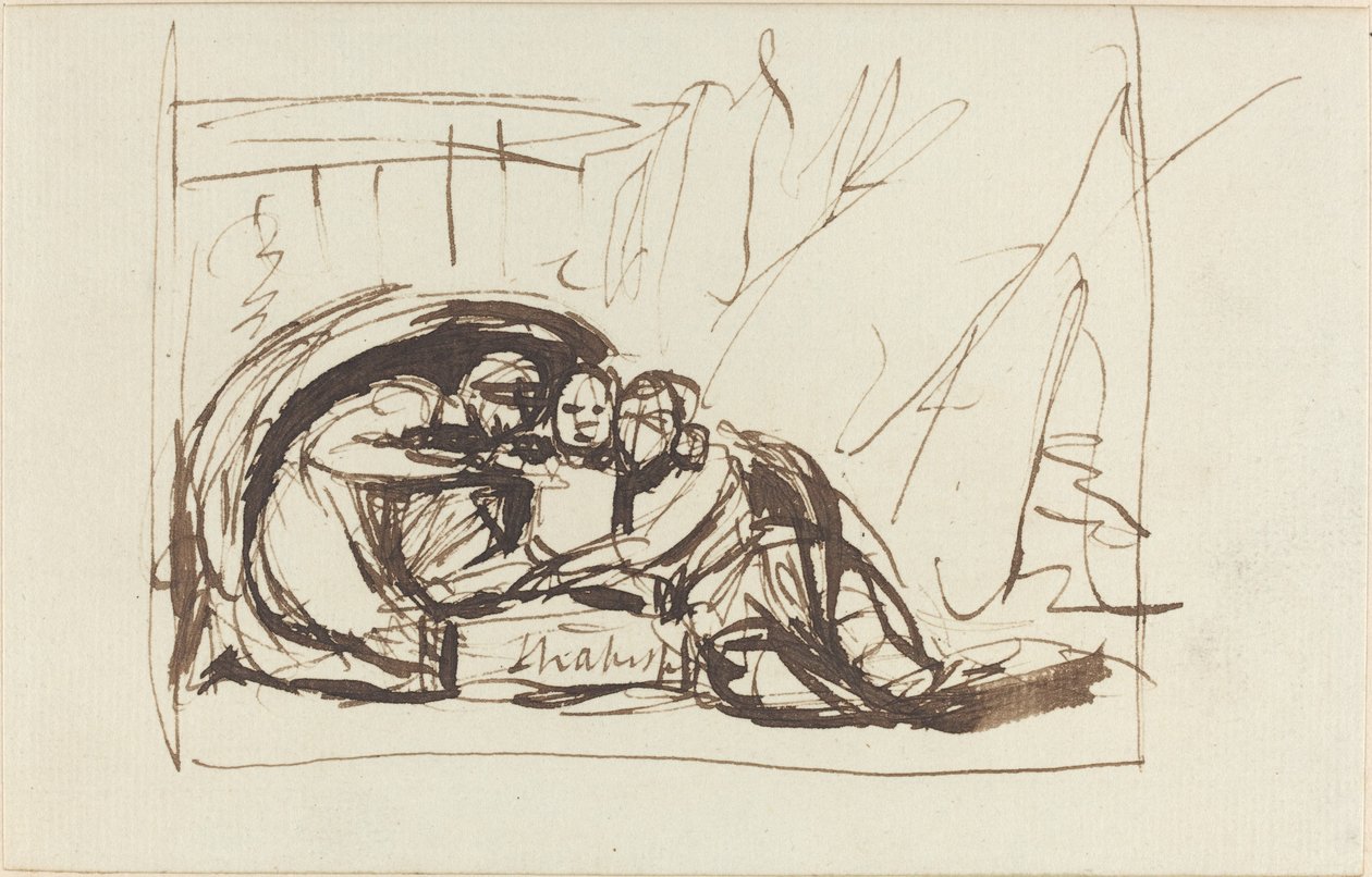 Komedi ve Trajedi Tarafından Beslenen Bebek Shakespeare by George Romney