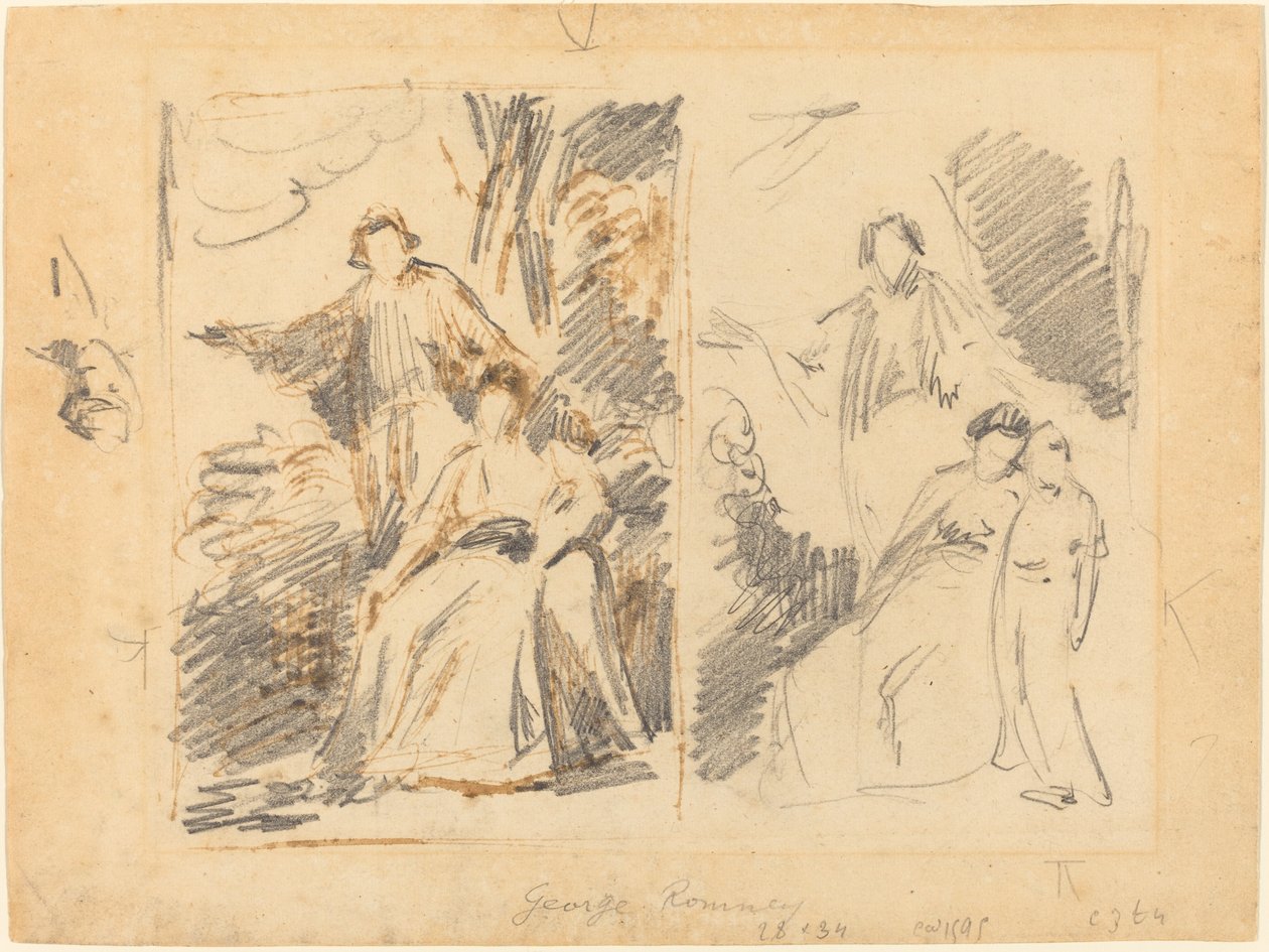 Warren Ailesinin Portresi İçin İki Çalışma by George Romney