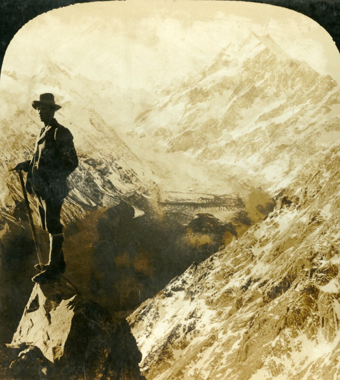 Cook Dağı ve Hooker Buzulu Başkanı, Yeni Zelanda, c1909. by George Rose