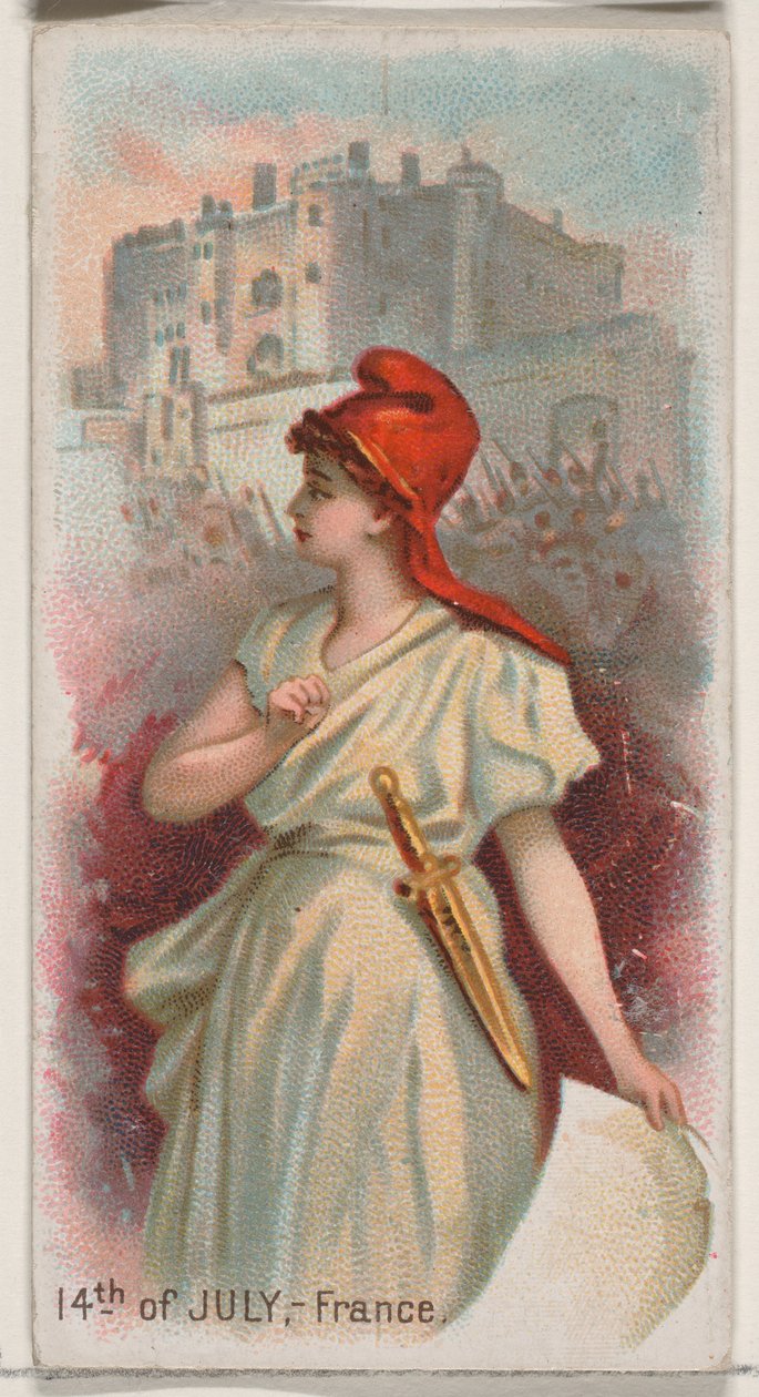 14 Temmuz, Fransa, Duke marka sigaralar için Holidays N80 serisinden, 1890., 1890. by George S. Harris and Sons