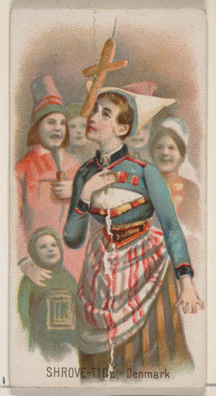 Shrove-Tide, Danimarka, Duke marka sigaralar için Holidays N80 serisinden, 1890., 1890. by George S. Harris and Sons