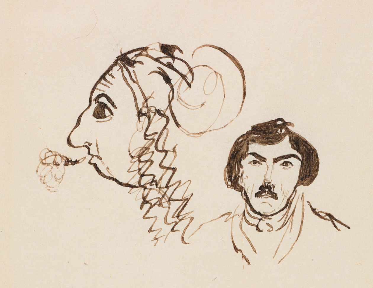 Delacroix Portresi ile Otoportre by George Sand