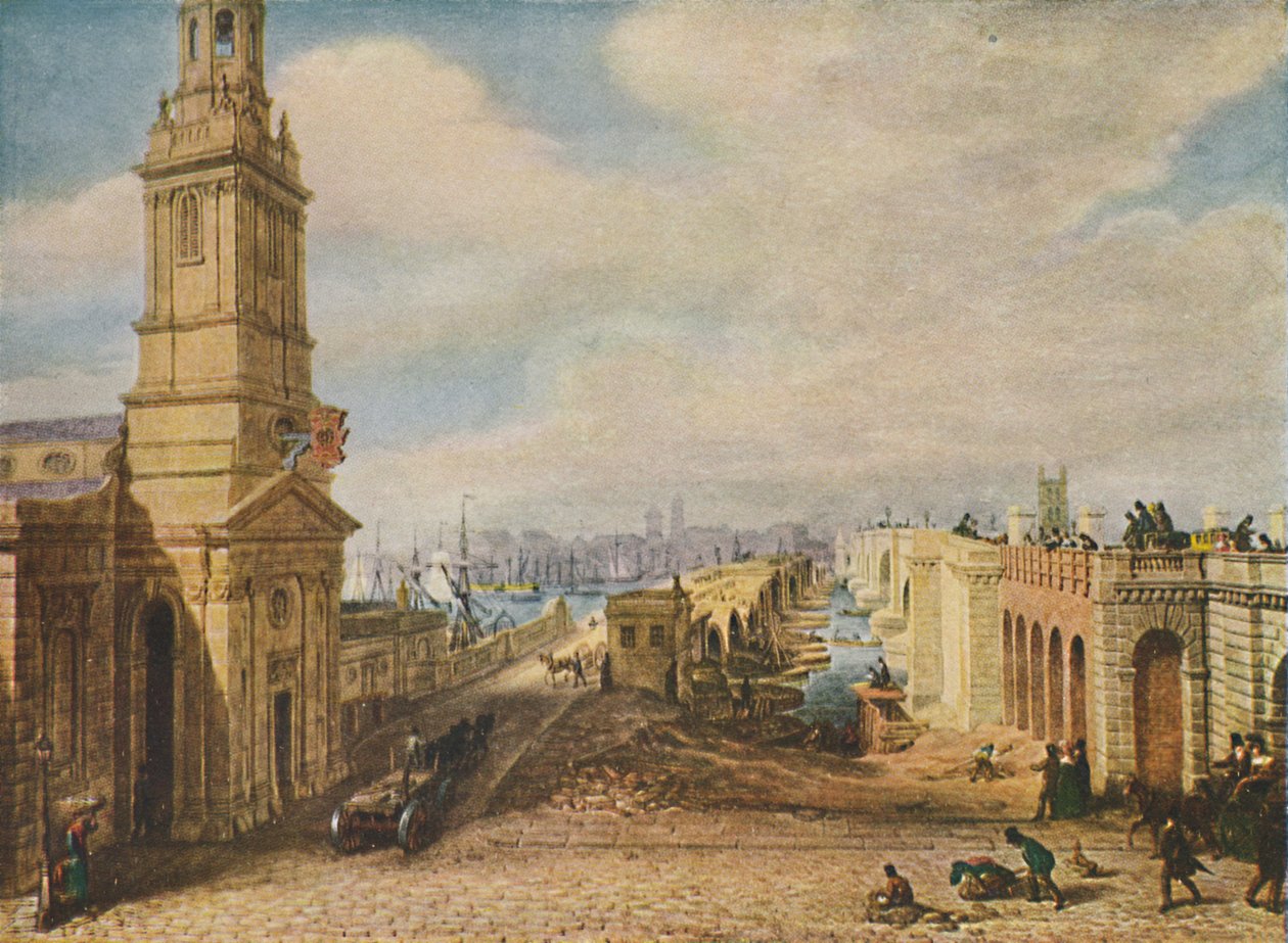 Londra Köprüleri Eski ve Yeni, 1831, 1920 by George Scharf