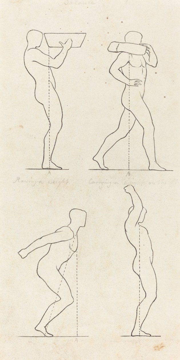 Ağırlık Taşıyan; Atlamaya Hazırlanma ve İniş by George Scharf after John Flaxman