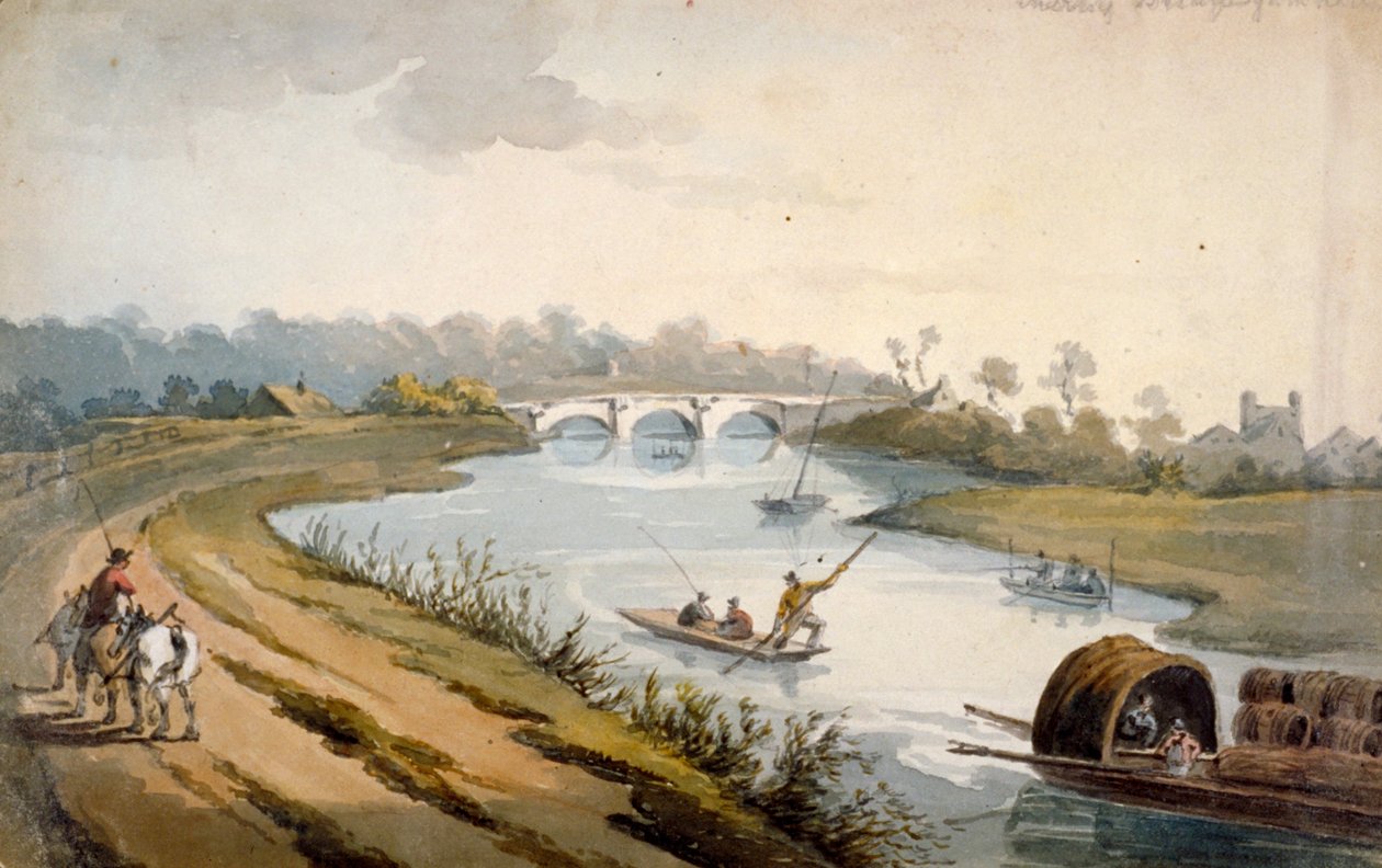 Chertsey yakınlarındaki Thames Nehri, Surrey, c1820 by George Shepheard