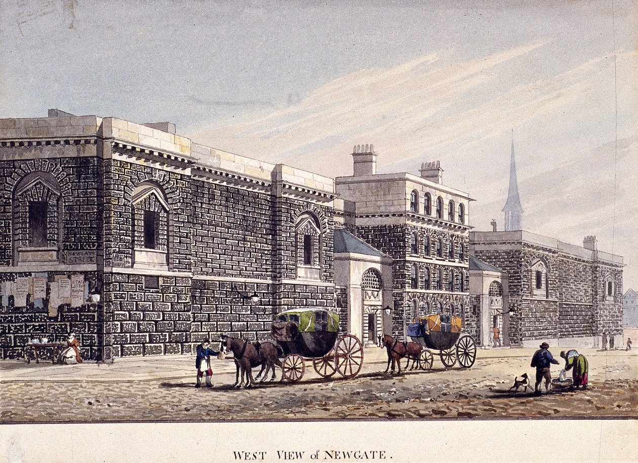 Newgate Hapishanesi, Old Bailey, Londra, c1815 by George Shepherd