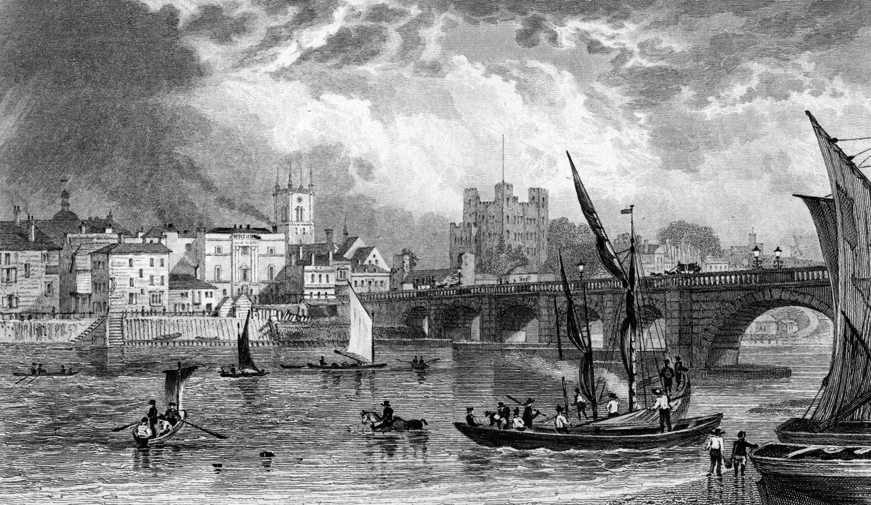 Rochester Bridge, engraved by H. Adlard, c.1830  by George Shepherd