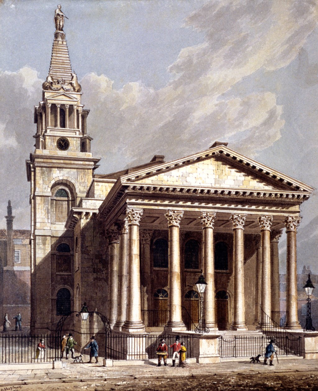 St George, Bloomsbury, Holborn, Londra, 1811 by George Shepherd