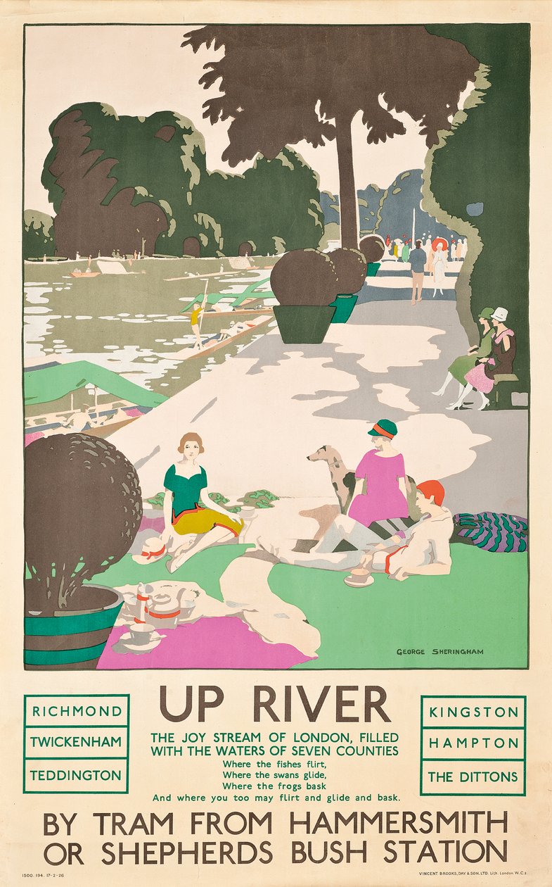 "Up River", bir Londra Ulaşım afişi, 1926 by George Sheringham