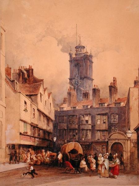 St. Giles, Cripplegate (kağıt üzerine sulu boya) by George Sidney Shepherd