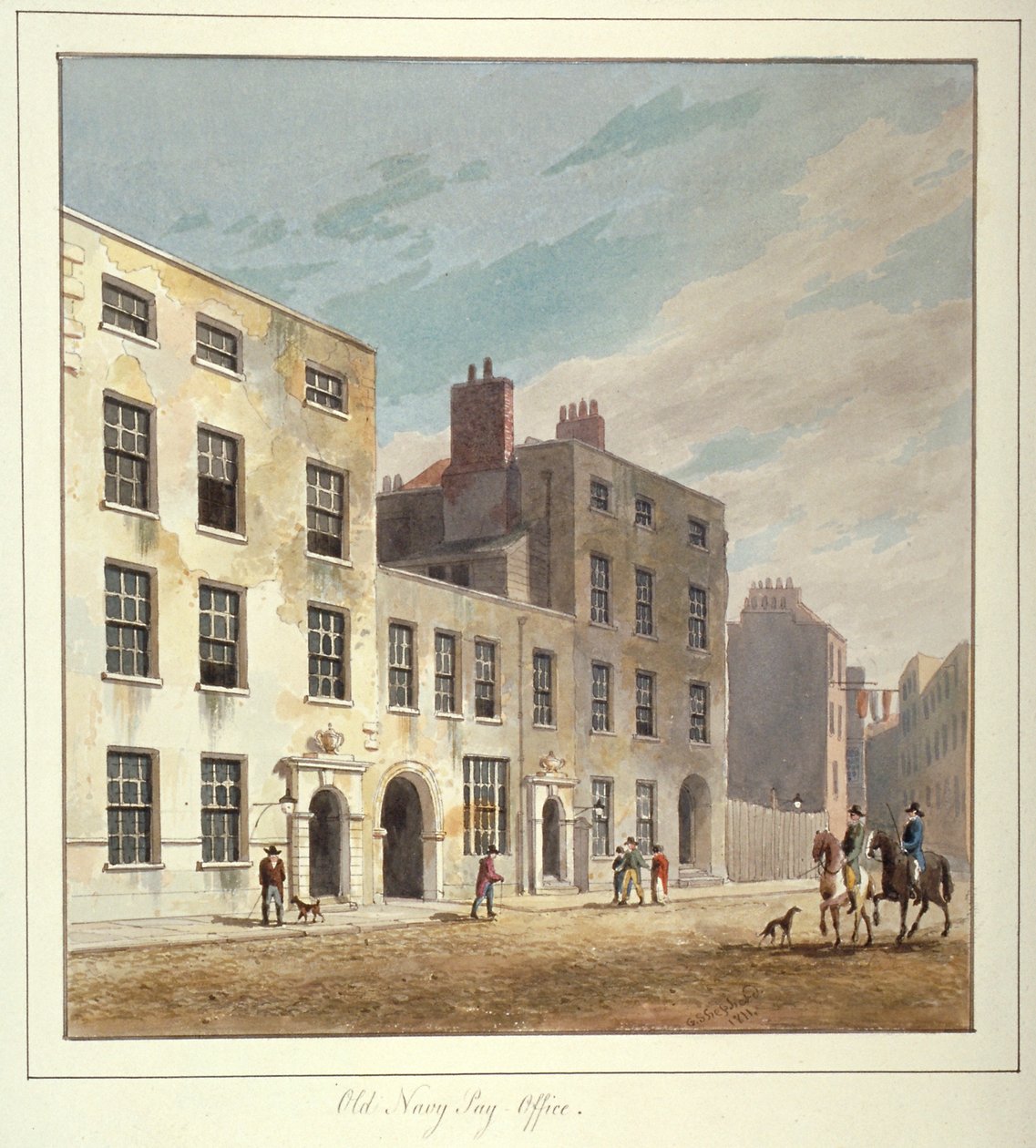 Eski Donanma Ödeme Ofisi, Eski Broad Street, Londra Şehri, 1811. by George Sidney Shepherd