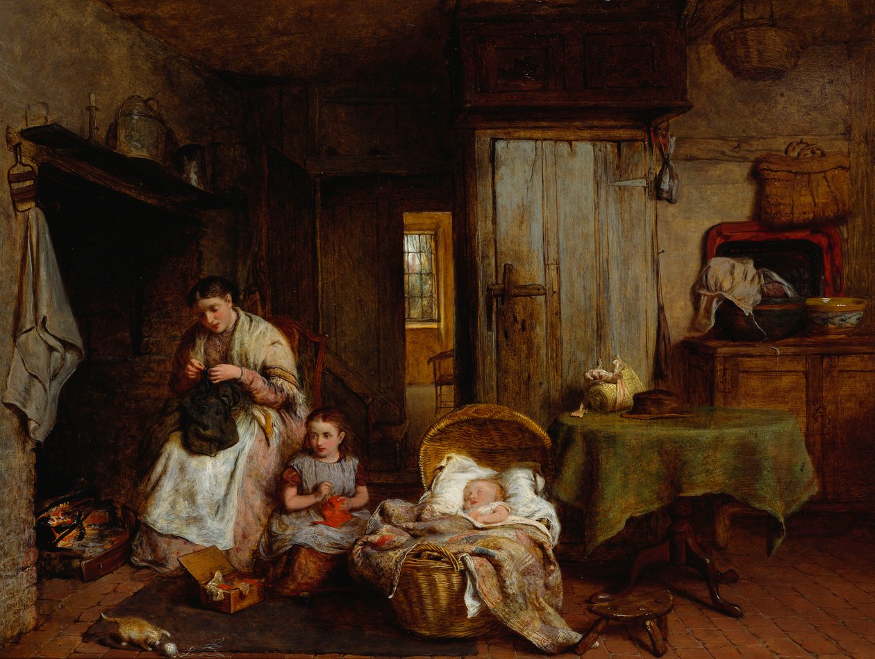 Ateşin Yanında Bir Dikiş Dersi, 1867 by George Smith