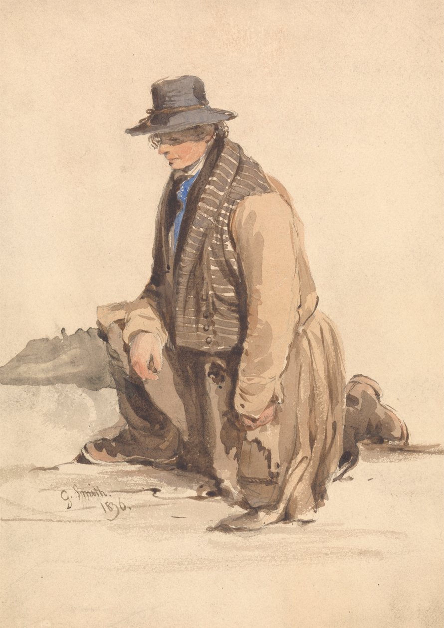 diz çökmüş adam by George Smith