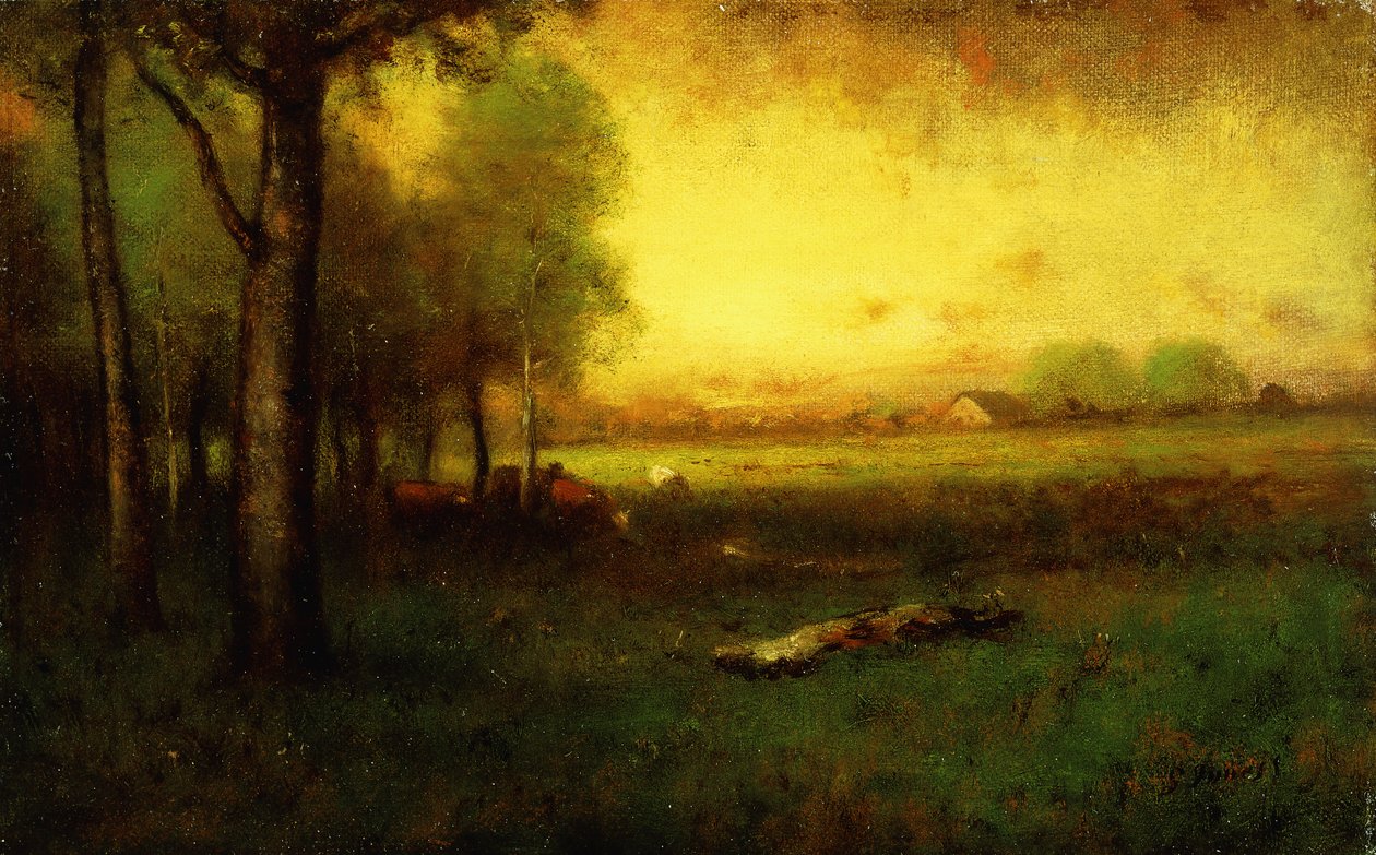 Gün batımında otlayan inekler, by George Snr. Inness