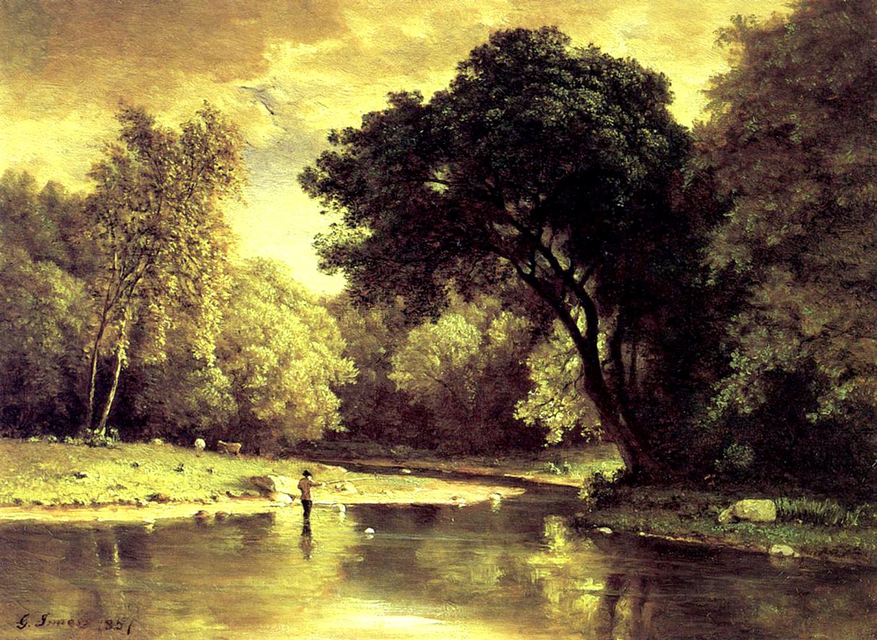 Bir Derede Balıkçı by George Snr. Inness