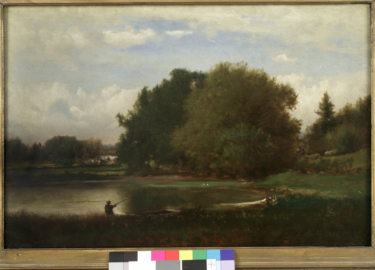 Manzara, 1860 (panel üzerine serilmiş kağıt üzerine yağlı boya) by George Snr. Inness