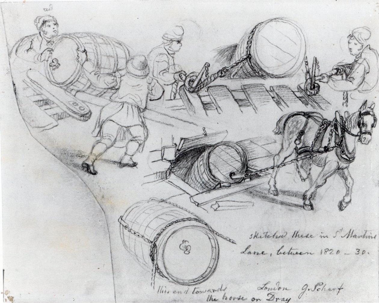 Draymen ve At, c.1820-30 by George Snr Scharf