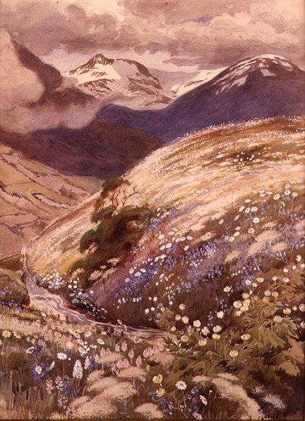 Alp Çiçekleri (kağıt üzerine sulu boya) by George Soper