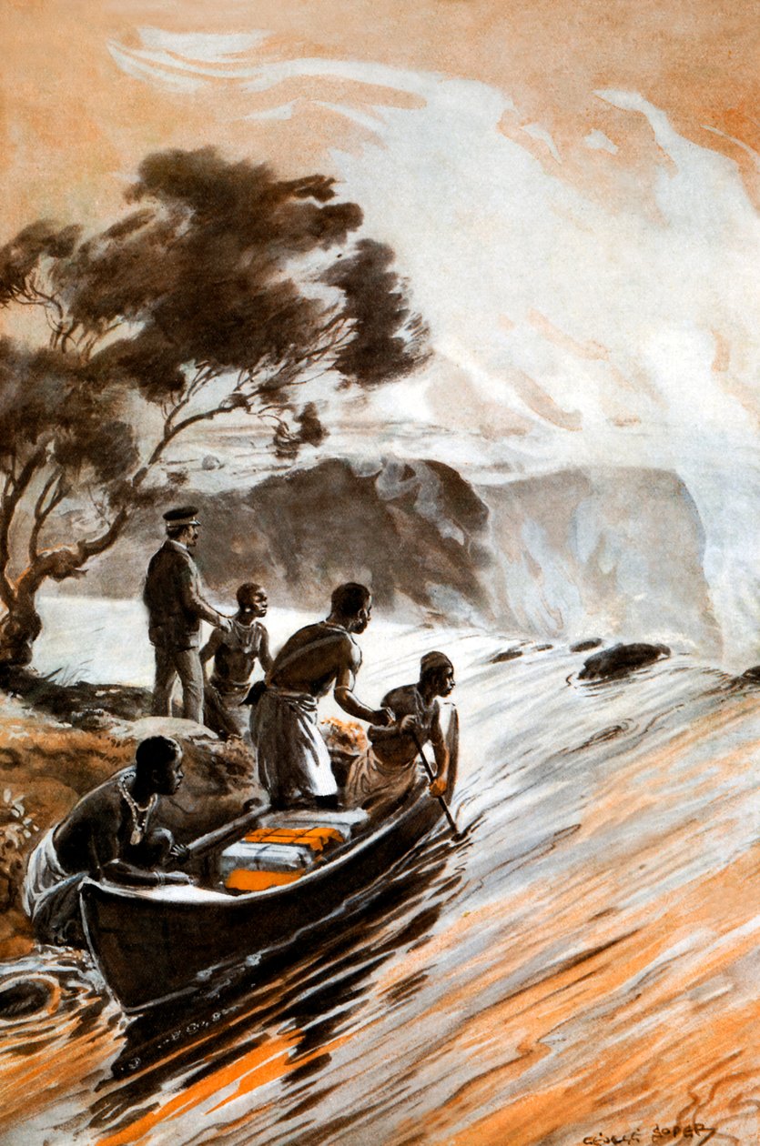 Victoria Şelalelerinin Livingstones keşfi by George Soper
