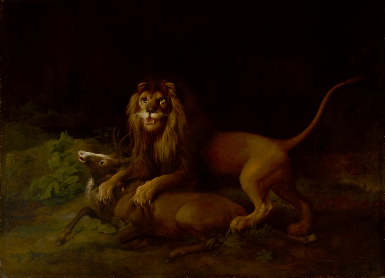 Bir Geyiğe Saldıran Aslan by George Stubbs