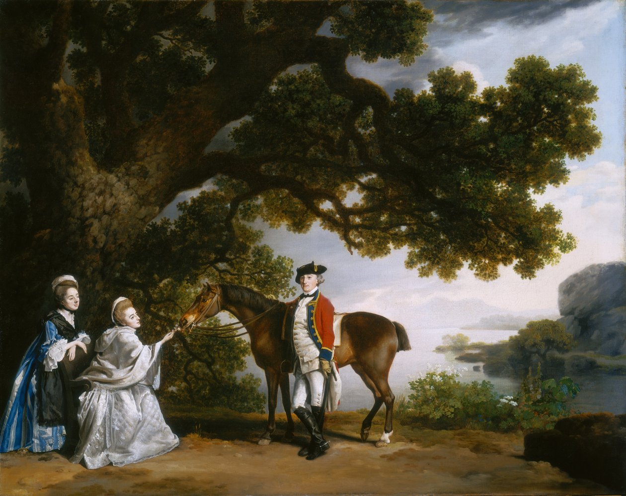 Kaptan Samuel Sharpe Pocklington, Karısı, Pleasance ve muhtemelen Kızkardeşi Frances ile by George Stubbs
