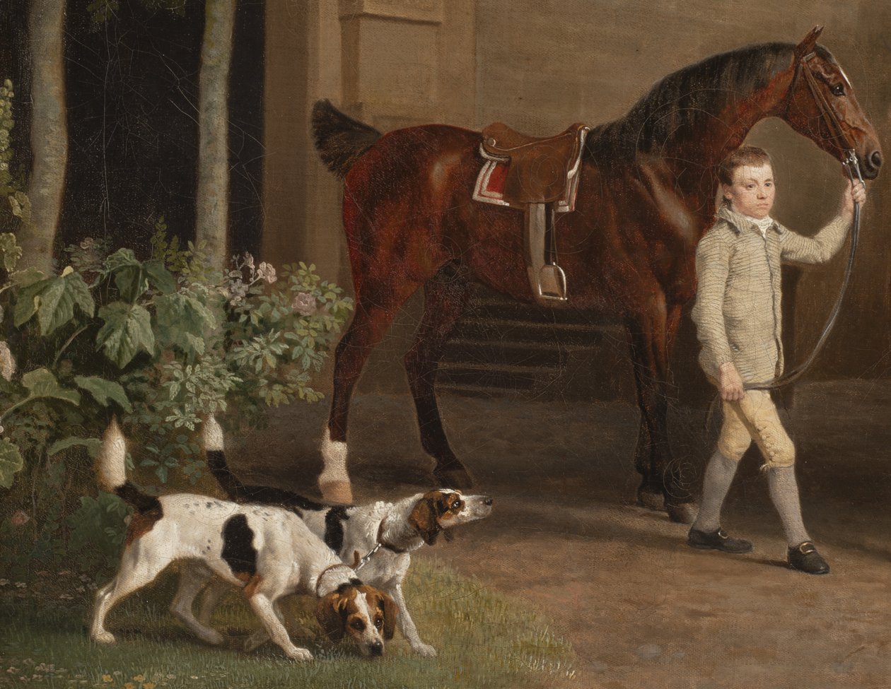 Portland 3. Dükü William Henry Cavendish Bentinck'ten Welbeck Manastırı Binicilik Ahırları'nın önünden detay, 1766-7 by George Stubbs