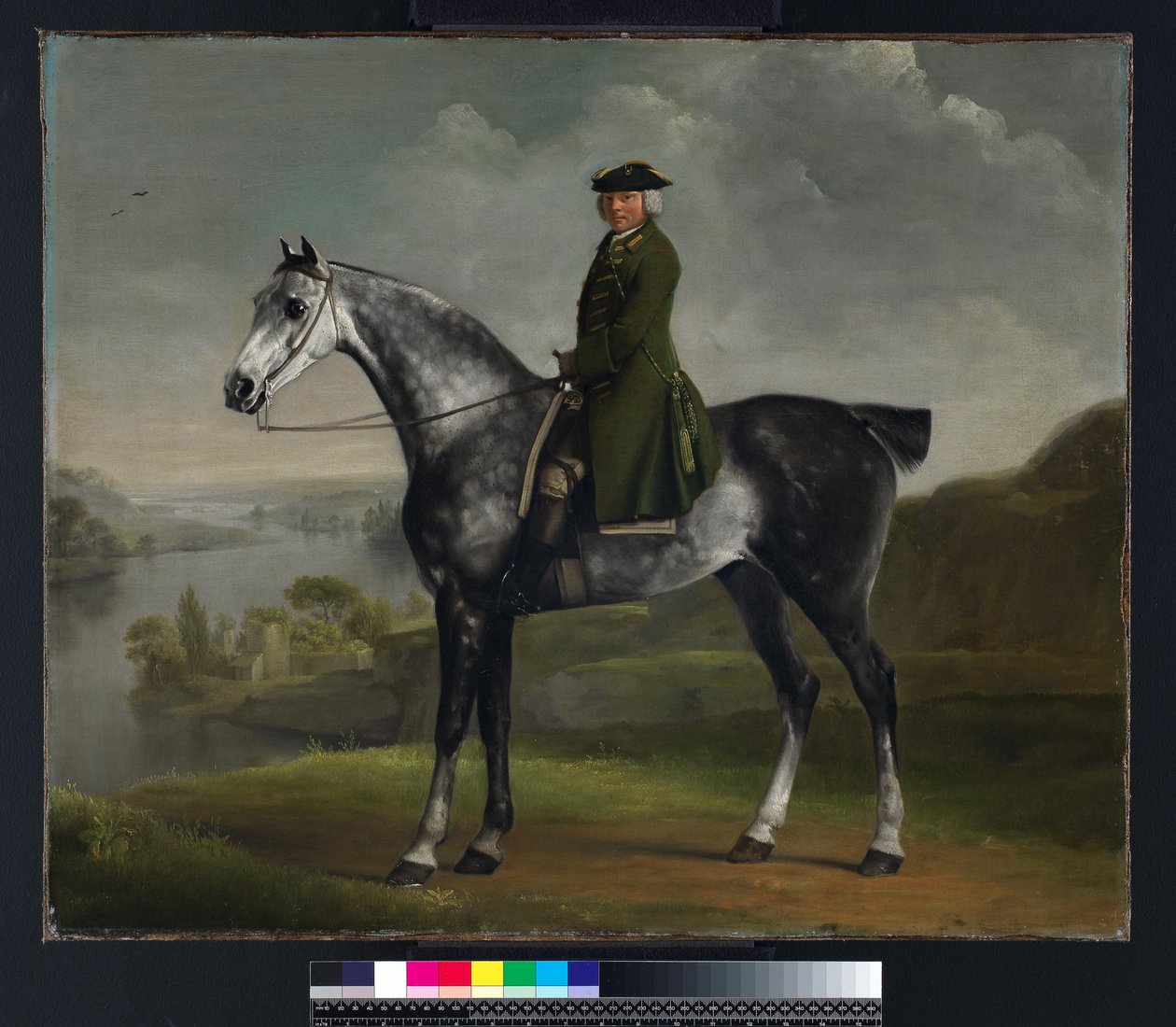 Joseph Smyth Esquire, Whittlebury Ormanı Teğmen, Northamptonshire, Dapple Grey Horse üzerinde, c.1762-64 by George Stubbs