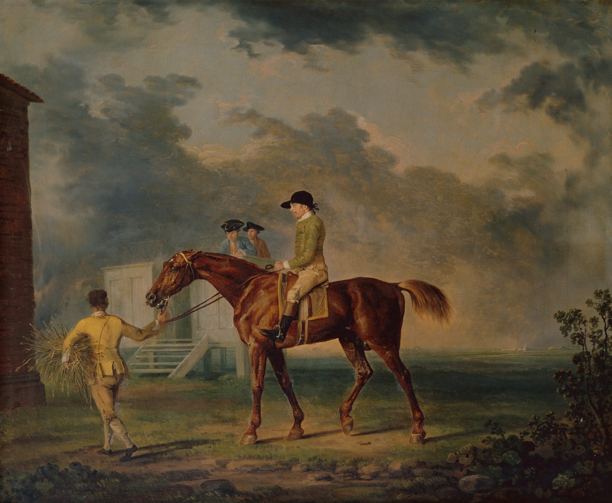 Sir Salomon, J.Singleton ile Bay Yarış Atı, Newmarket (tuval üzerine yağlı boya) by George Stubbs