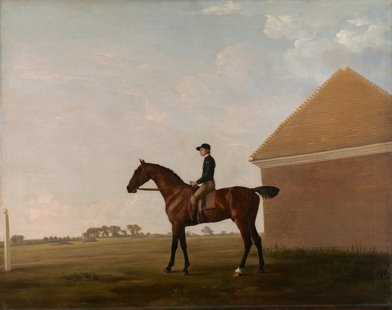 Newmarket'ta Jockey yukarıdayken çim by George Stubbs