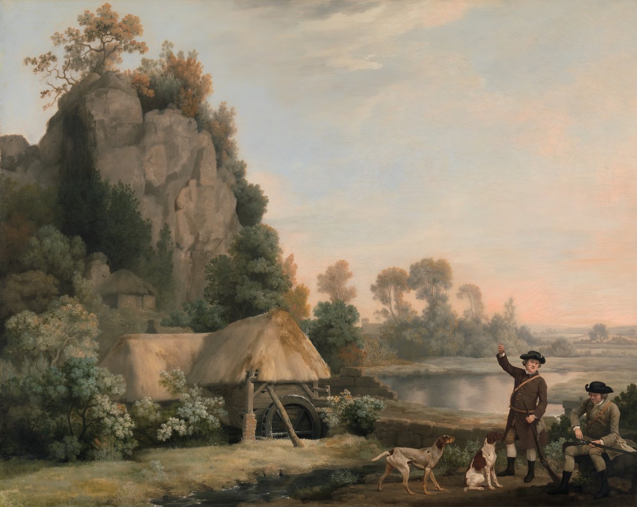 İki Beyefendi, Creswell Kayalıkları Manzaralı Bir Çekime Gidiyor, Olay Yerinde, ca. 1767. by George Stubbs