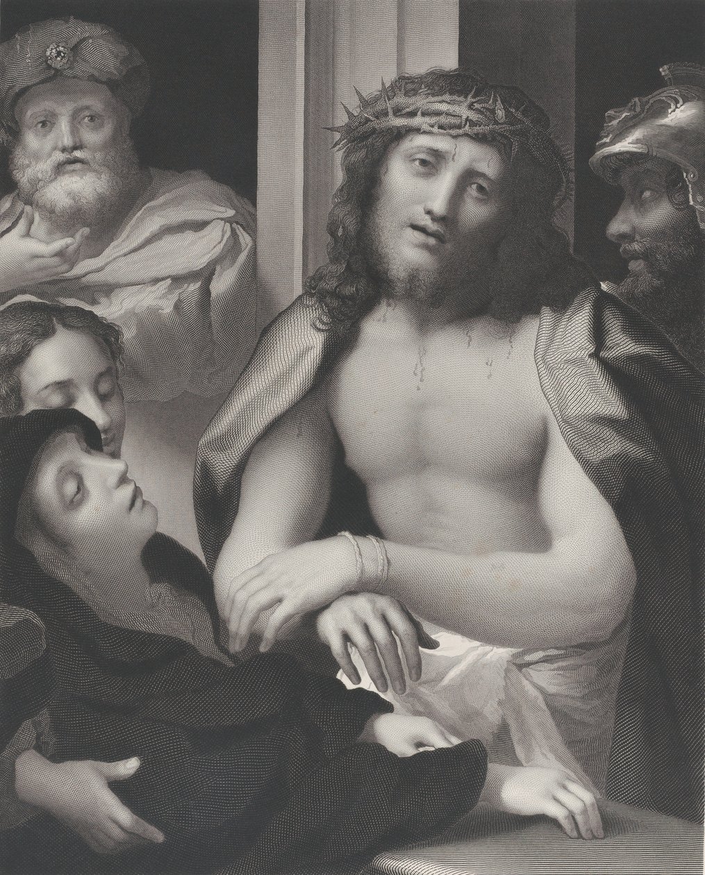 Ecce Homo, arkasında Pontius Pilate ile solda, Bakire bayılıyor sol altta ve ..., 1850. by George Thomas Doo