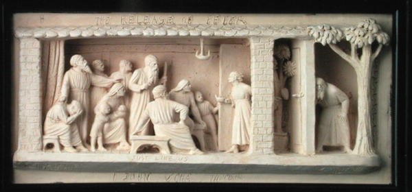 Doulton & Co. tarafından üretilen The Release of Peter, c.1872-82 (pişmiş toprak) by George Tinworth