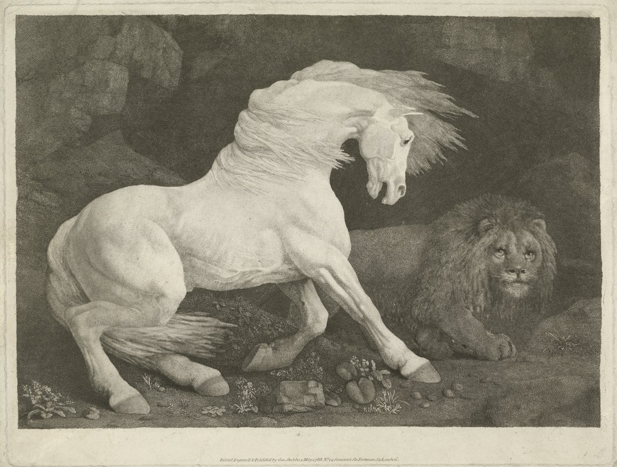 At ve Aslan, 1770 (mezzotint) by George Townley Stubbs
