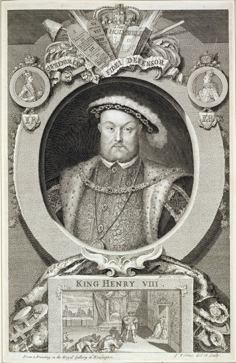 Henry VIII (1491-1547), Kensington'daki Kraliyet Galerisi'ndeki bir tablodan sonra by George Vertue