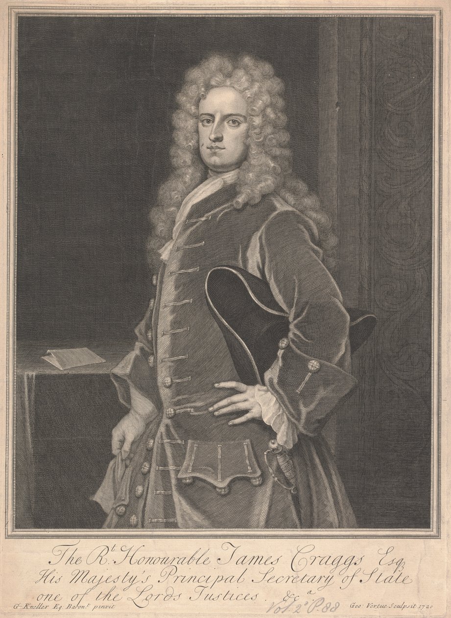 James Craggs, Genç by George Vertue