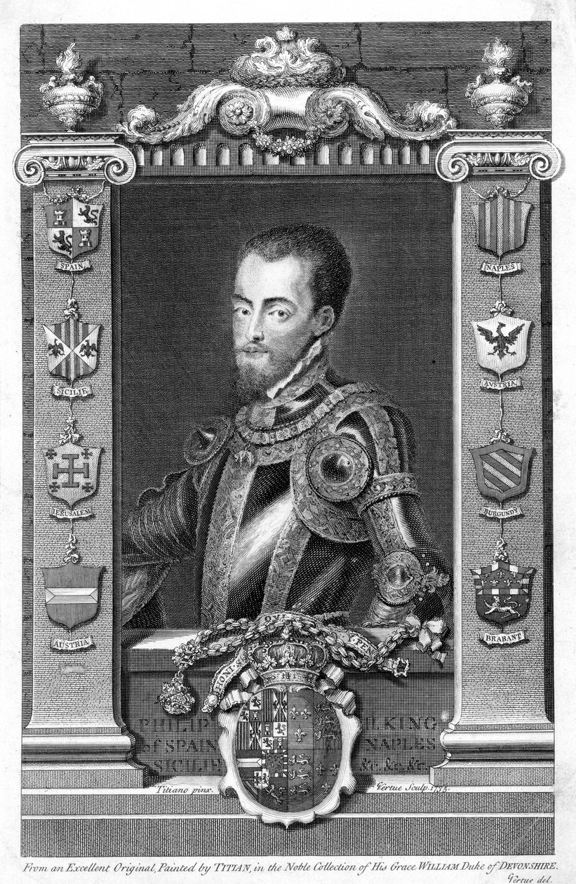Philip II, İspanya Kralı, 16. yüzyıl, 1735 by George Vertue