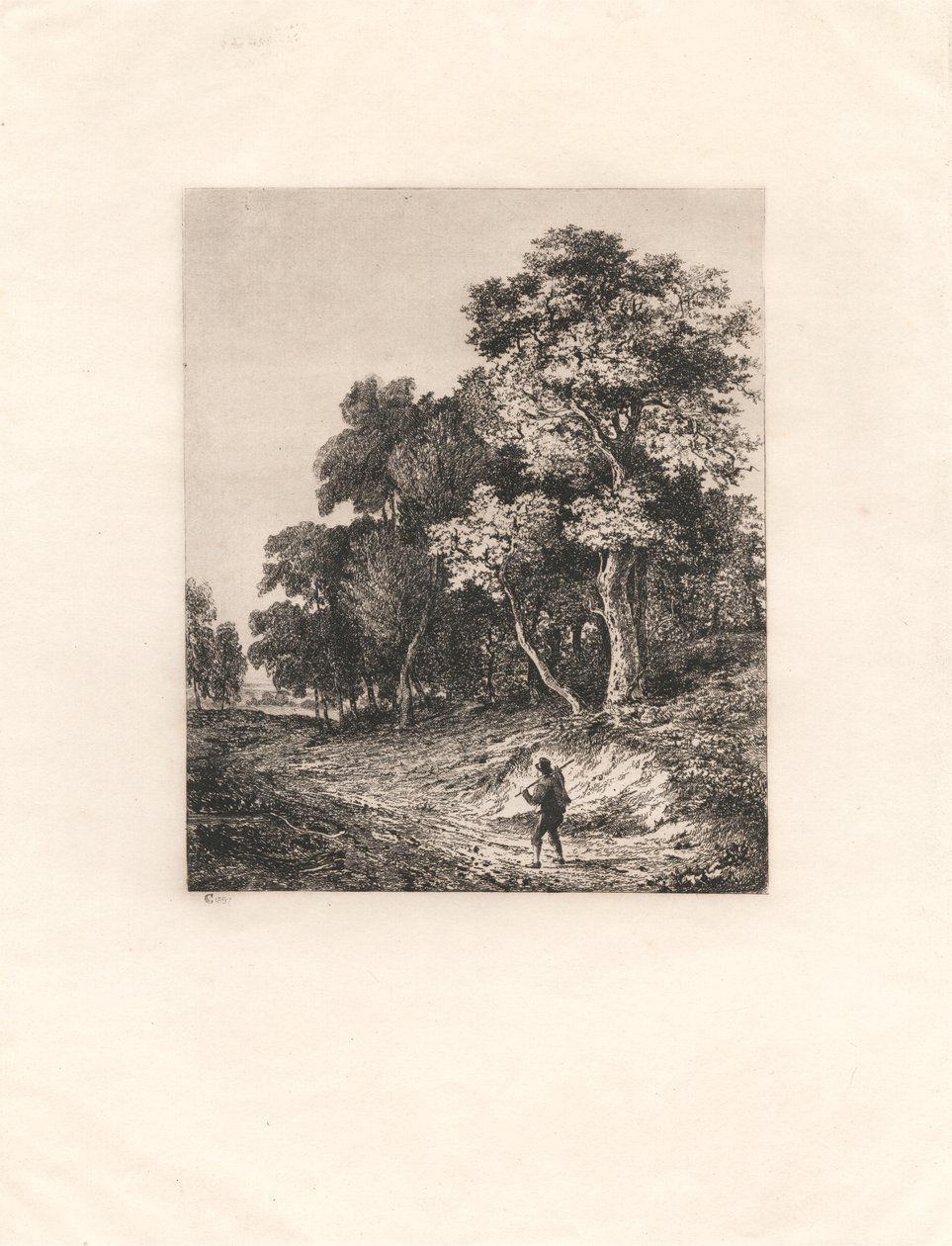 Manzara, Sopayı Omuzunda Taşıyan Adam by George Vincent