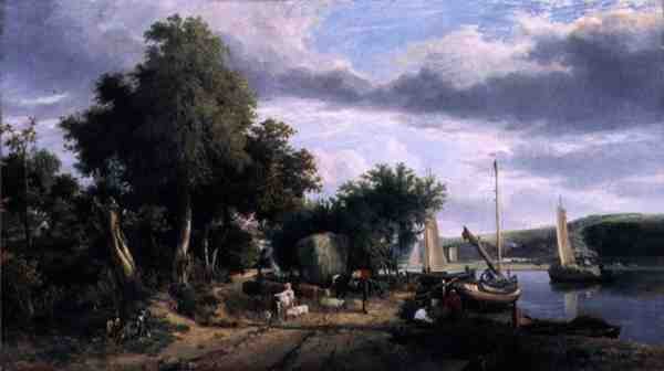 Norwich yakınlarındaki Yare Nehri üzerinde görünüm (tuval üzerine yağlı boya) by George Vincent