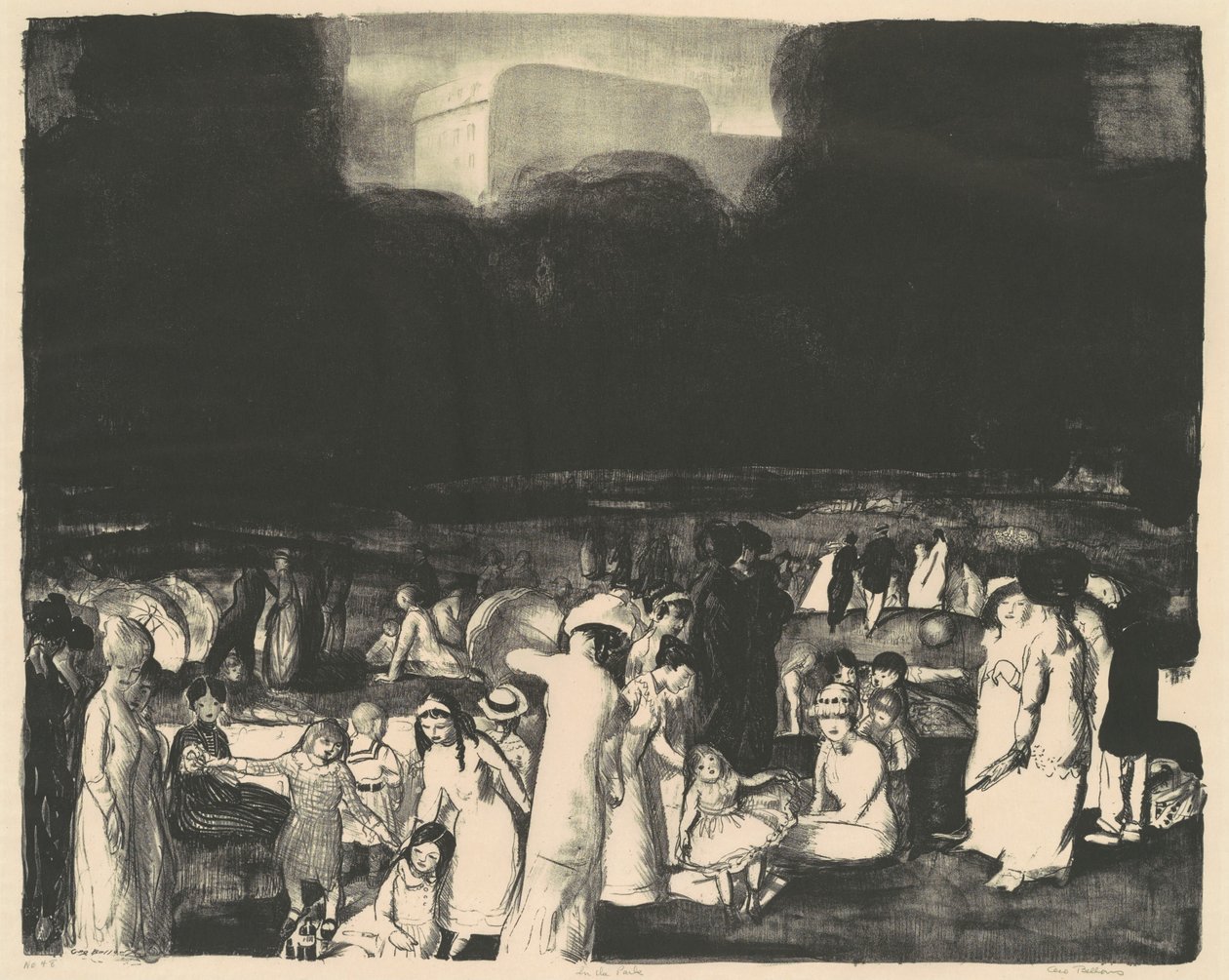 Parkta, Karanlık, 1916. by George Wesley Bellows